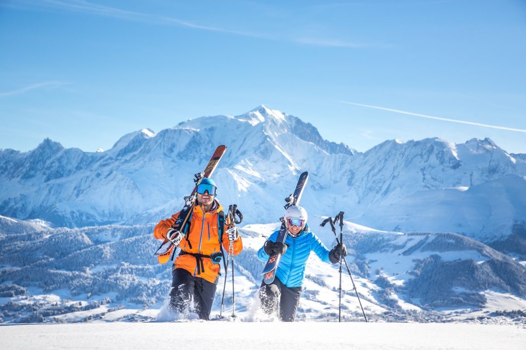 esquiadores Mont-Blanc Combloux