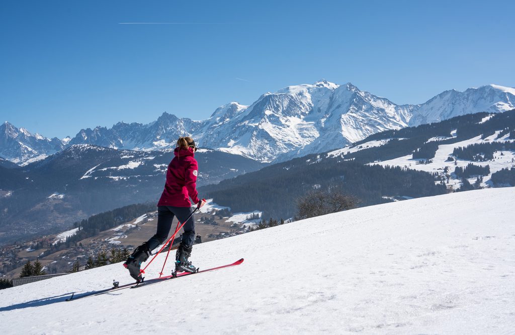 Ski de randonnée à Combloux avec vue Mont-Blanc