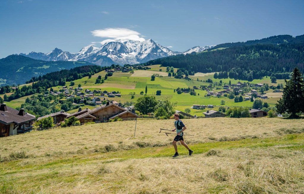 runner fields combloux mountains