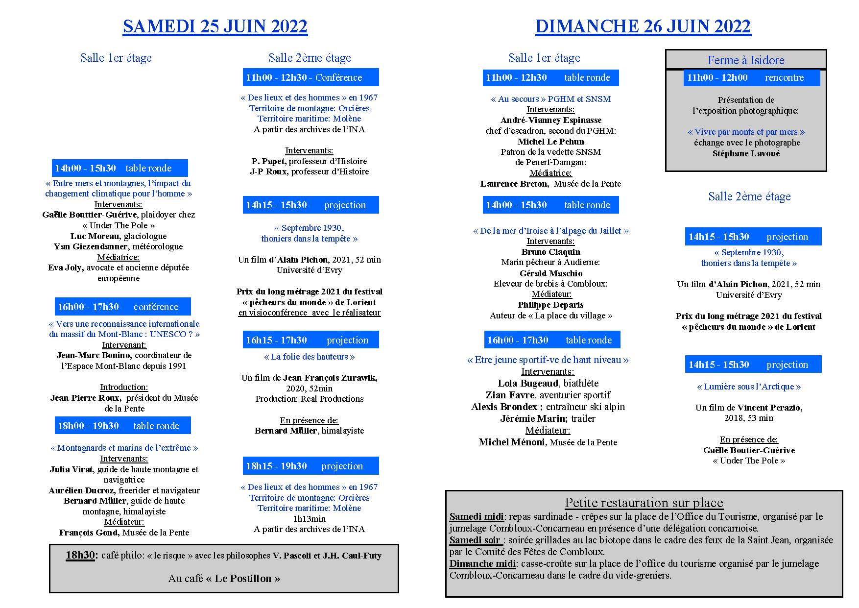 Programme Rencontres Combloranes
