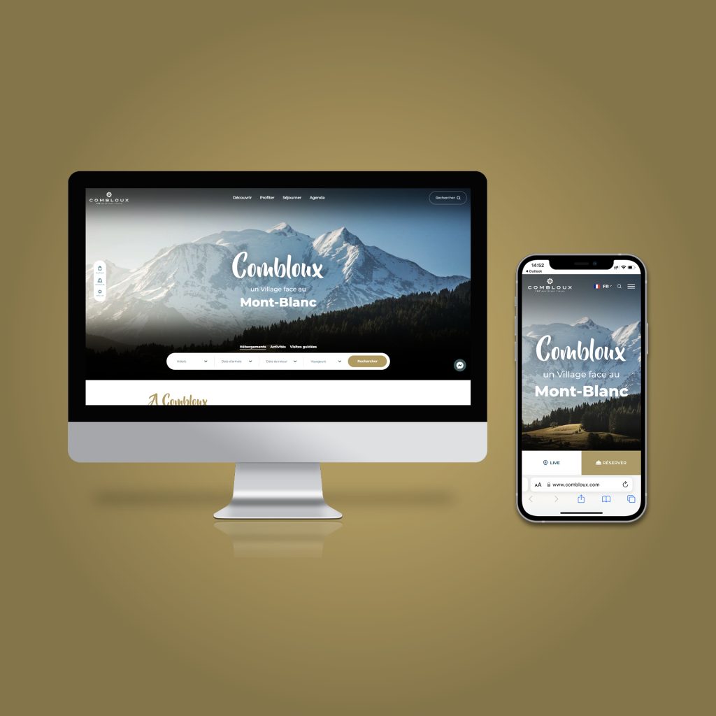 mockup affichage nouveau site web combloux pc smartphone format carre