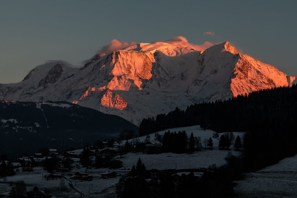 foto paisaje atardecer macizo del mont blanc