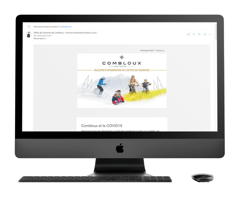 mock up newsletter combloux sur pc
