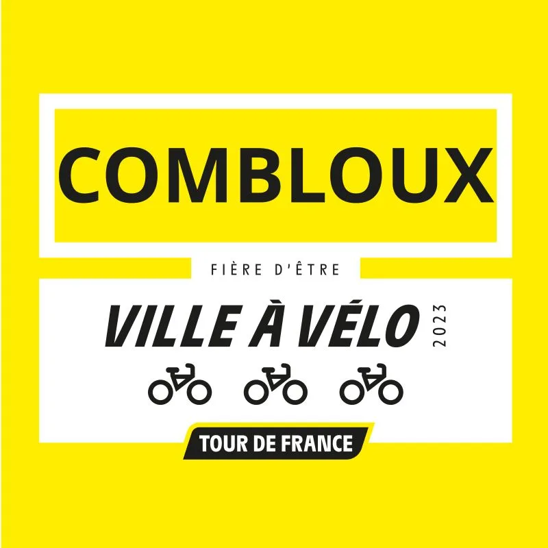 cartel de la ciudad de combloux en bicicleta tour de francia