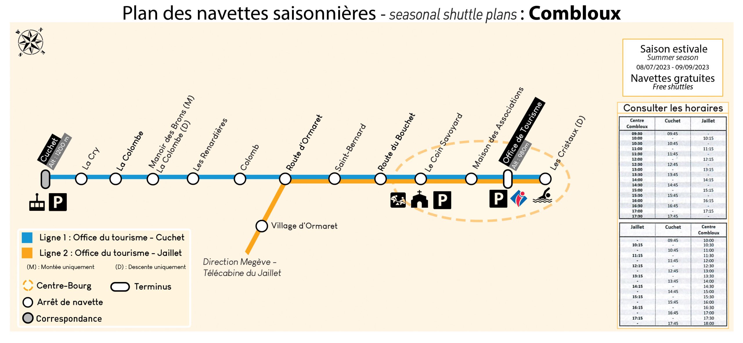 Plan de transporte de verano a Combloux