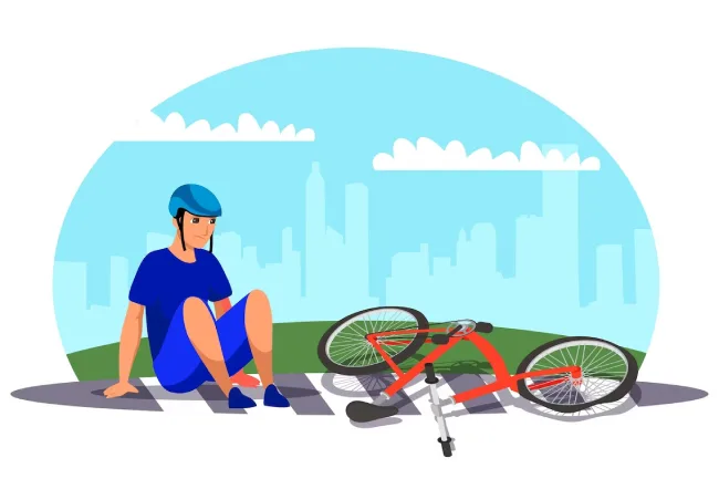 cycliste a terre illustration accident de velo