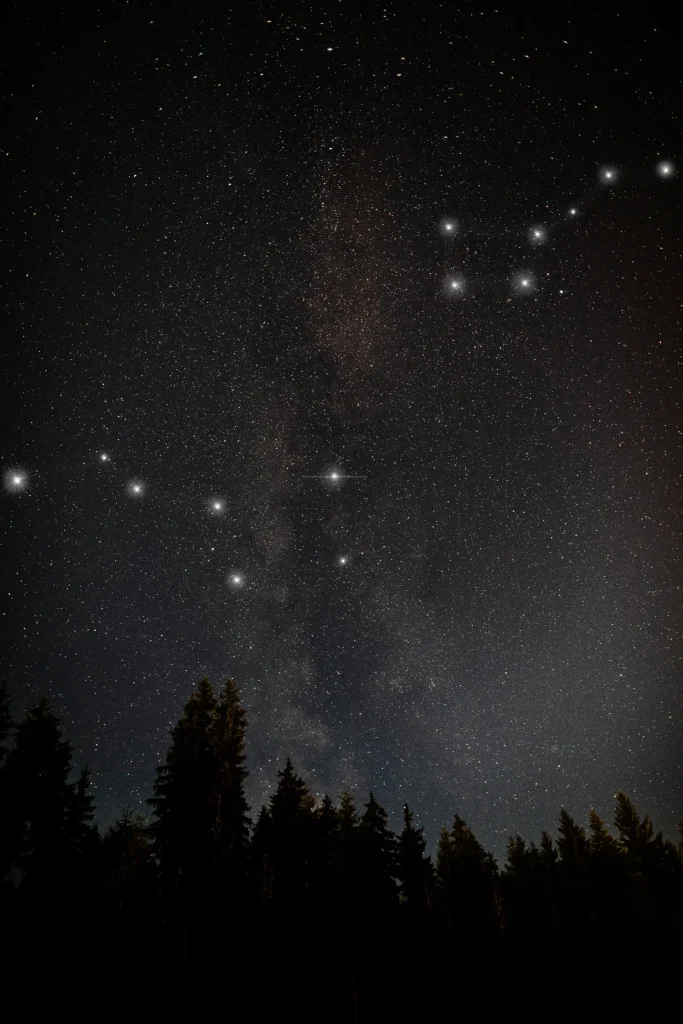 ciel étoilee constellation mélèzes