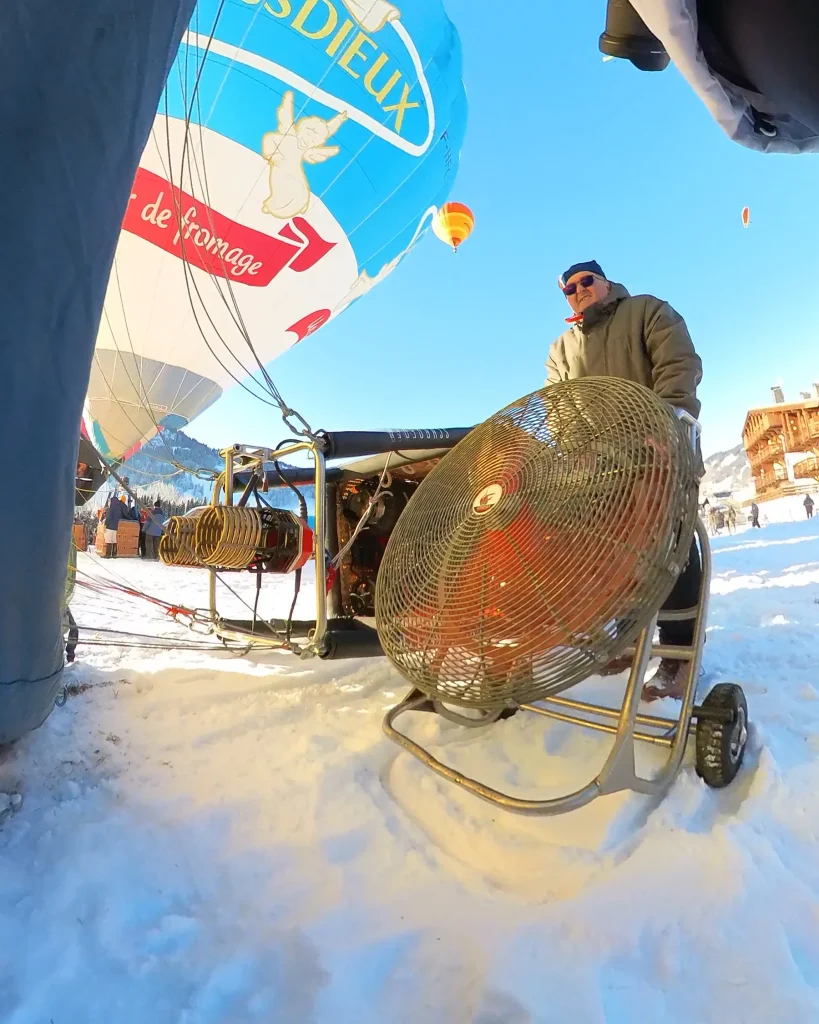 Inflating a hot air balloon