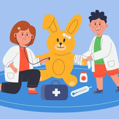 niños dibujos animados uniforme médico ilustración salud combloux