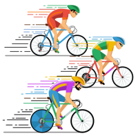 three cyclists speed illustration