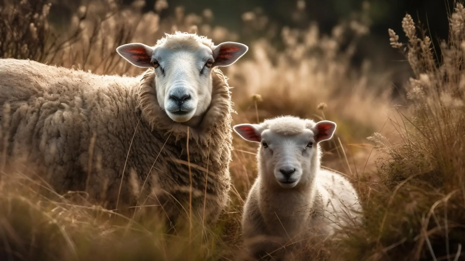 ewe lamb in fodder long grass mountain pasture pastoralism