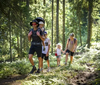 Randonnée en famille dans les bois de Combloux