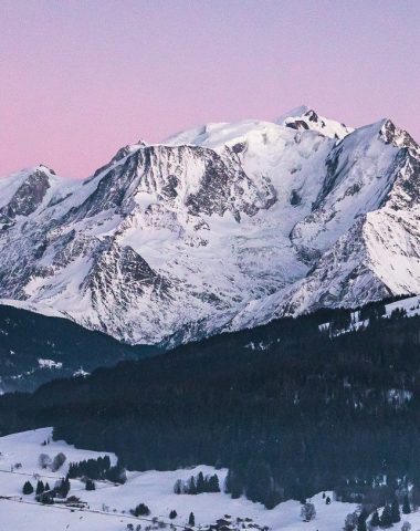 Puesta de sol sobre el Mont-Blanc desde Combloux