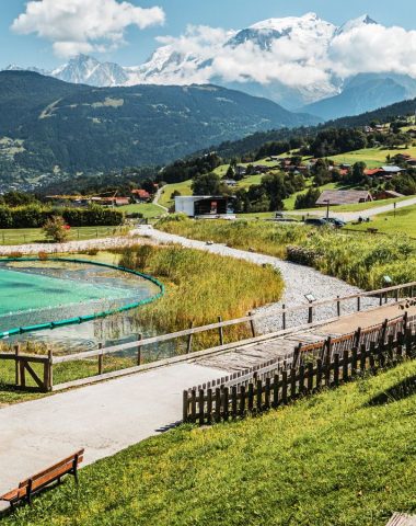 photo combloux summer view lake biotope mountain