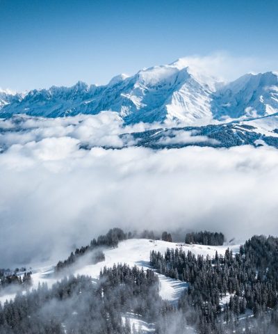 Mont-Blanc in winter seen from the sky from Combloux