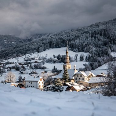 Church of Combloux under the snow