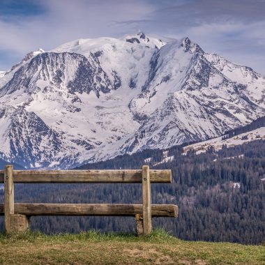 banc combloux face mont blanc paysage printemps